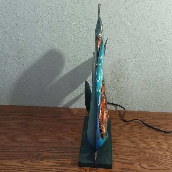Working Peacock Lamp, Multi Colored, In Excellent Condition - Picture 2 of 6